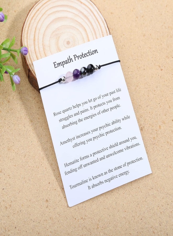 Korotho Empath Protection Bracelet Empath Bracelets Gifts for Her Natural Healing Crystal Beaded Bracelet, Tourmaline, Amethyst, Hematite, Rose Quartz, Jewelry for Friends Daughter Mom - Image 3